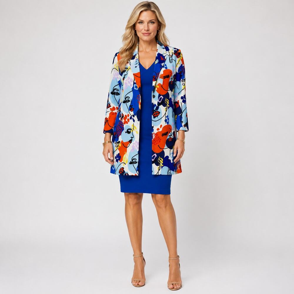 NWT Joseph Ribkoff Elegant Glamcore Print Coat Size 18